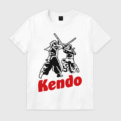 Футболка хлопковая мужская Kendo fencing, цвет: белый