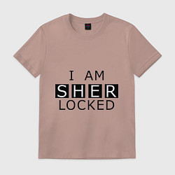 Футболка хлопковая мужская I am Sherlocked, цвет: пыльно-розовый