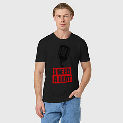 Футболка хлопковая мужская I Need A Beat, цвет: черный — фото 2