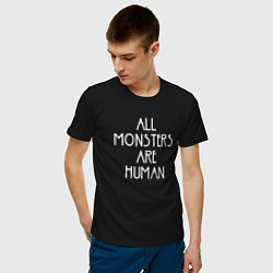 Футболка хлопковая мужская All Monsters Are Human, цвет: черный — фото 2