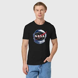 Футболка хлопковая мужская NASA, цвет: черный — фото 2