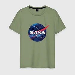 Футболка хлопковая мужская NASA: Cosmic Logo, цвет: авокадо