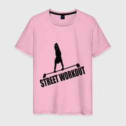 Футболка хлопковая мужская Street WorkOut цвета светло-розовый — фото 1