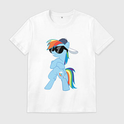 Футболка хлопковая мужская Крутая пони, цвет: белый