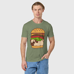 Футболка хлопковая мужская Мопс-бургер, цвет: авокадо — фото 2