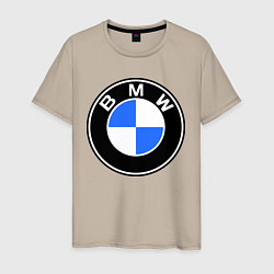 Футболка хлопковая мужская Logo BMW, цвет: миндальный