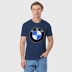 Футболка хлопковая мужская Logo BMW, цвет: тёмно-синий — фото 2