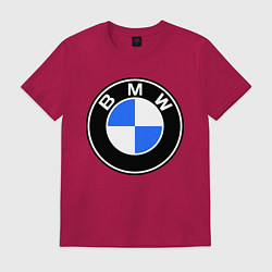 Футболка хлопковая мужская Logo BMW, цвет: маджента