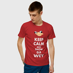 Футболка хлопковая мужская Keep Calm & Show Da Wey, цвет: красный — фото 2