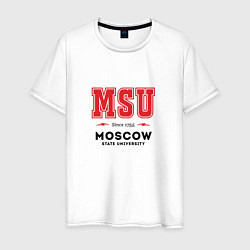 Футболка хлопковая мужская MSU Moscow, цвет: белый