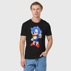 Футболка хлопковая мужская Classic Sonic, цвет: черный — фото 2