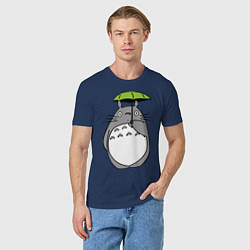 Футболка хлопковая мужская Totoro с зонтом, цвет: тёмно-синий — фото 2