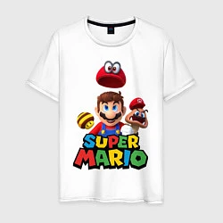 Футболка хлопковая мужская Super Mario, цвет: белый