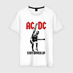 Футболка хлопковая мужская AC/DC: Stiff Upper Lip, цвет: белый