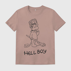 Футболка хлопковая мужская Bart: Hell Boy, цвет: пыльно-розовый