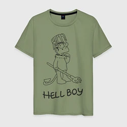 Футболка хлопковая мужская Bart: Hell Boy, цвет: авокадо