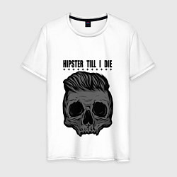 Футболка хлопковая мужская Hipster Till I Die, цвет: белый