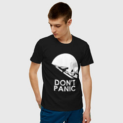 Футболка хлопковая мужская Elon: Don't Panic, цвет: черный — фото 2