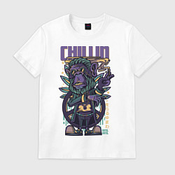 Футболка хлопковая мужская Chillin Gorilla, цвет: белый