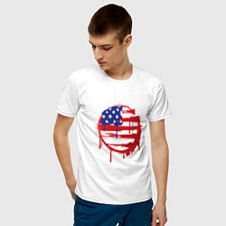 Футболка хлопковая мужская Кровавая Америка цвета белый — фото 2