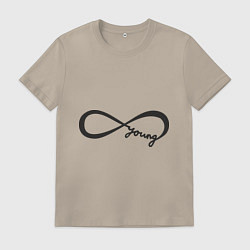 Футболка хлопковая мужская Вечно молодой, цвет: миндальный