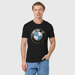 Футболка хлопковая мужская BMW, цвет: черный — фото 2
