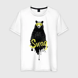 Футболка хлопковая мужская SWAG Bear, цвет: белый