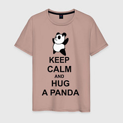Футболка хлопковая мужская Keep Calm & Hug A Panda, цвет: пыльно-розовый