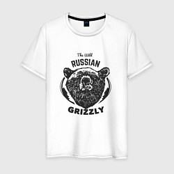 Футболка хлопковая мужская Russian Grizzly, цвет: белый