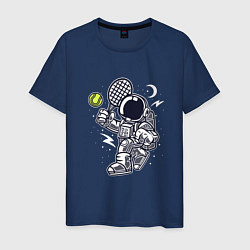 Футболка хлопковая мужская Космонавт-теннисист, цвет: тёмно-синий
