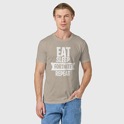 Футболка хлопковая мужская Eat Sleep Fortnite Repeat, цвет: миндальный — фото 2