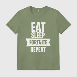 Футболка хлопковая мужская Eat Sleep Fortnite Repeat, цвет: авокадо