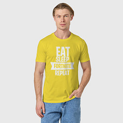 Футболка хлопковая мужская Eat Sleep Fortnite Repeat, цвет: желтый — фото 2