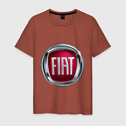 Футболка хлопковая мужская FIAT logo, цвет: кирпичный