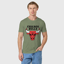 Футболка хлопковая мужская Chicago Bulls, цвет: авокадо — фото 2