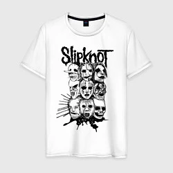 Футболка хлопковая мужская Slipknot Faces, цвет: белый