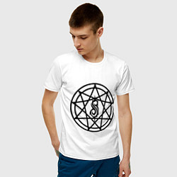 Футболка хлопковая мужская Slipknot Pentagram цвета белый — фото 2