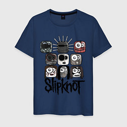 Футболка хлопковая мужская Slipknot Masks, цвет: тёмно-синий