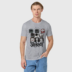 Футболка хлопковая мужская Slipknot Masks, цвет: меланж — фото 2
