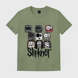 Футболка хлопковая мужская Slipknot Masks, цвет: авокадо