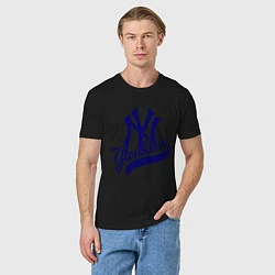 Футболка хлопковая мужская NY - Yankees, цвет: черный — фото 2