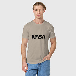 Футболка хлопковая мужская NASA, цвет: миндальный — фото 2