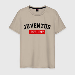 Футболка хлопковая мужская FC Juventus Est. 1897, цвет: миндальный