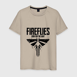 Футболка хлопковая мужская Fireflies: Look for the Light, цвет: миндальный