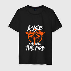 Футболка хлопковая мужская Rise & Seek the Fire, цвет: черный