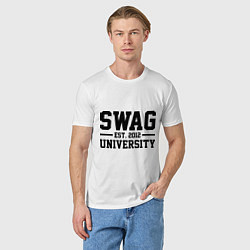 Футболка хлопковая мужская Swag University, цвет: белый — фото 2