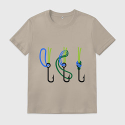 Футболка хлопковая мужская Рыболовный узел, цвет: миндальный