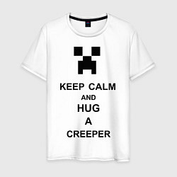 Футболка хлопковая мужская Keep Calm & Hug A Creeper, цвет: белый