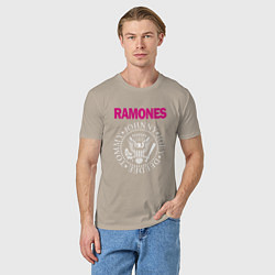 Футболка хлопковая мужская Ramones Boyband, цвет: миндальный — фото 2