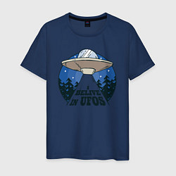 Футболка хлопковая мужская Belive in UFOS, цвет: тёмно-синий
